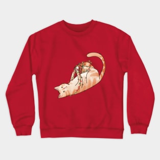 Wrapped in Christmas Lights - Light Red Cat Crewneck Sweatshirt